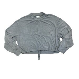 Varley Gray Cropped Velvet Sweatshirt